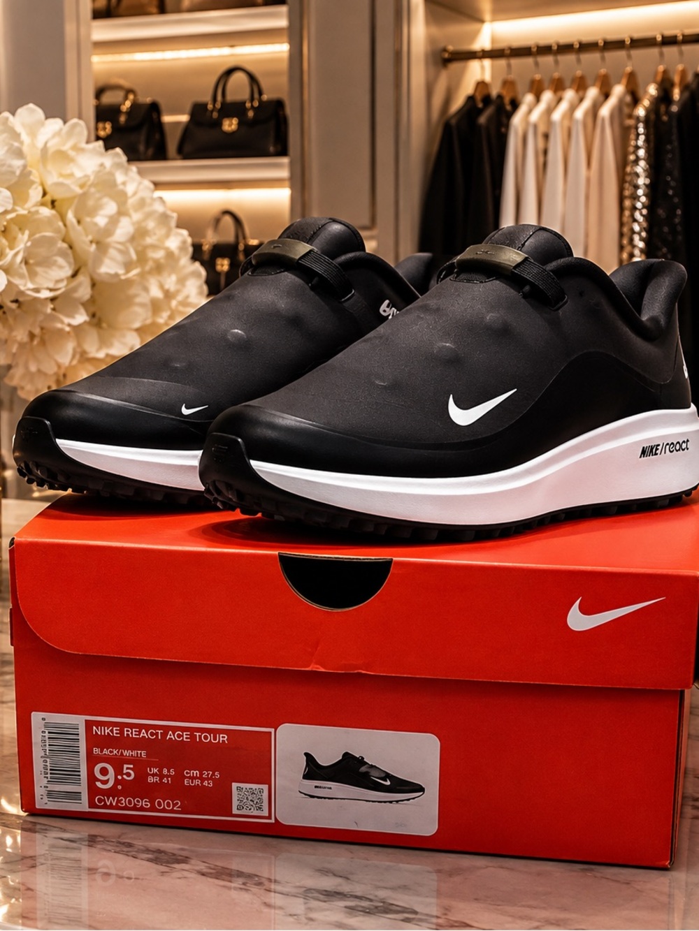 Nike React Ace Tour Golf Shoes Black White Women’s 9.5
